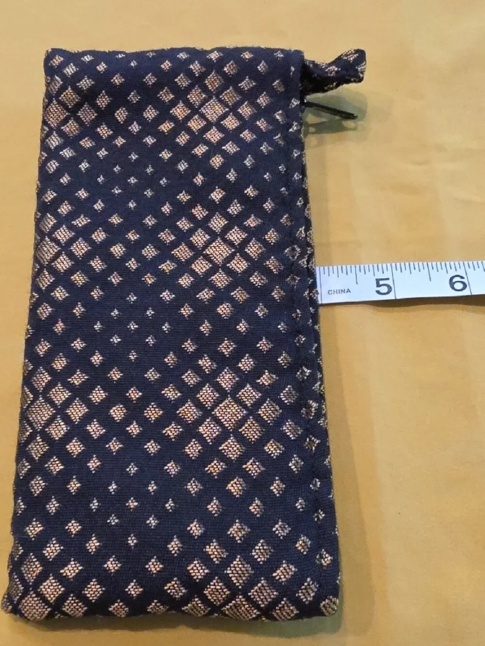 NWOT - 1154 Lill Studio Custom Unique Fabric Pouch Clutch Black Gold Geometric